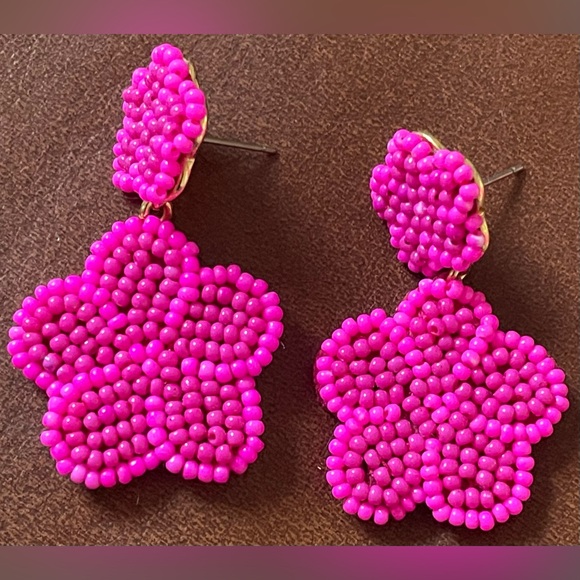 J. Crew Factory Jewelry - BNWOT! J Crew Factory, Magenta Beaded, Daisy earrings, without backings